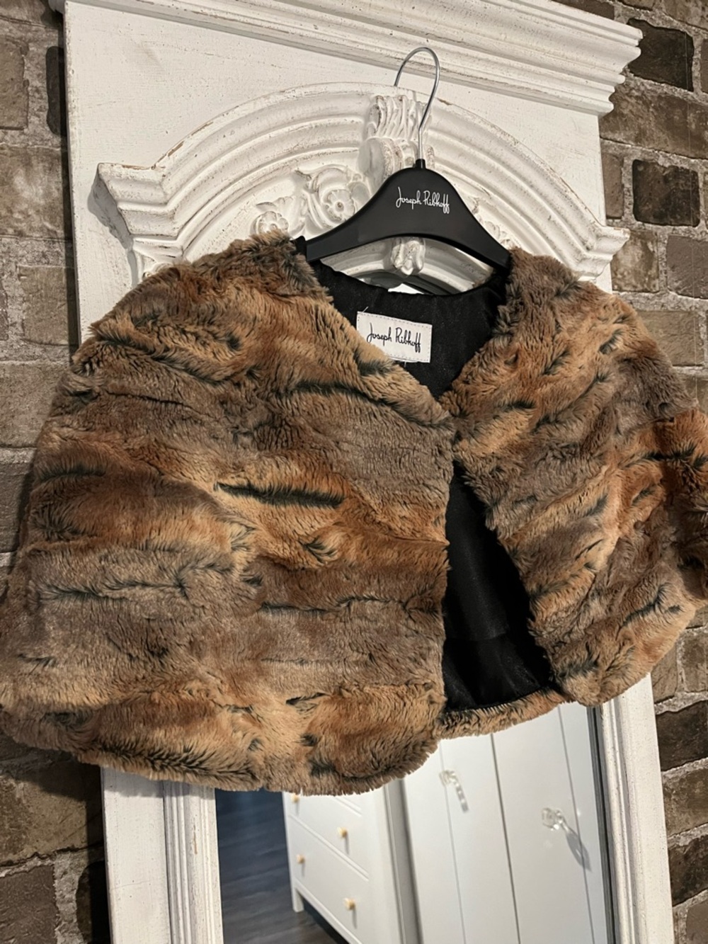 Joseph Ribkoff Brown & Tan Faux Fur Shrug